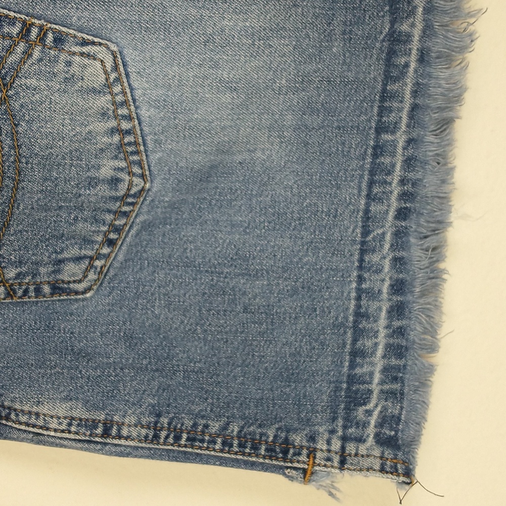 Vintage Abercrombie & Fitch Mini Skirt 2 Denim Blue Jean Cut Off Distressed Y2K - Picture 10 of 12